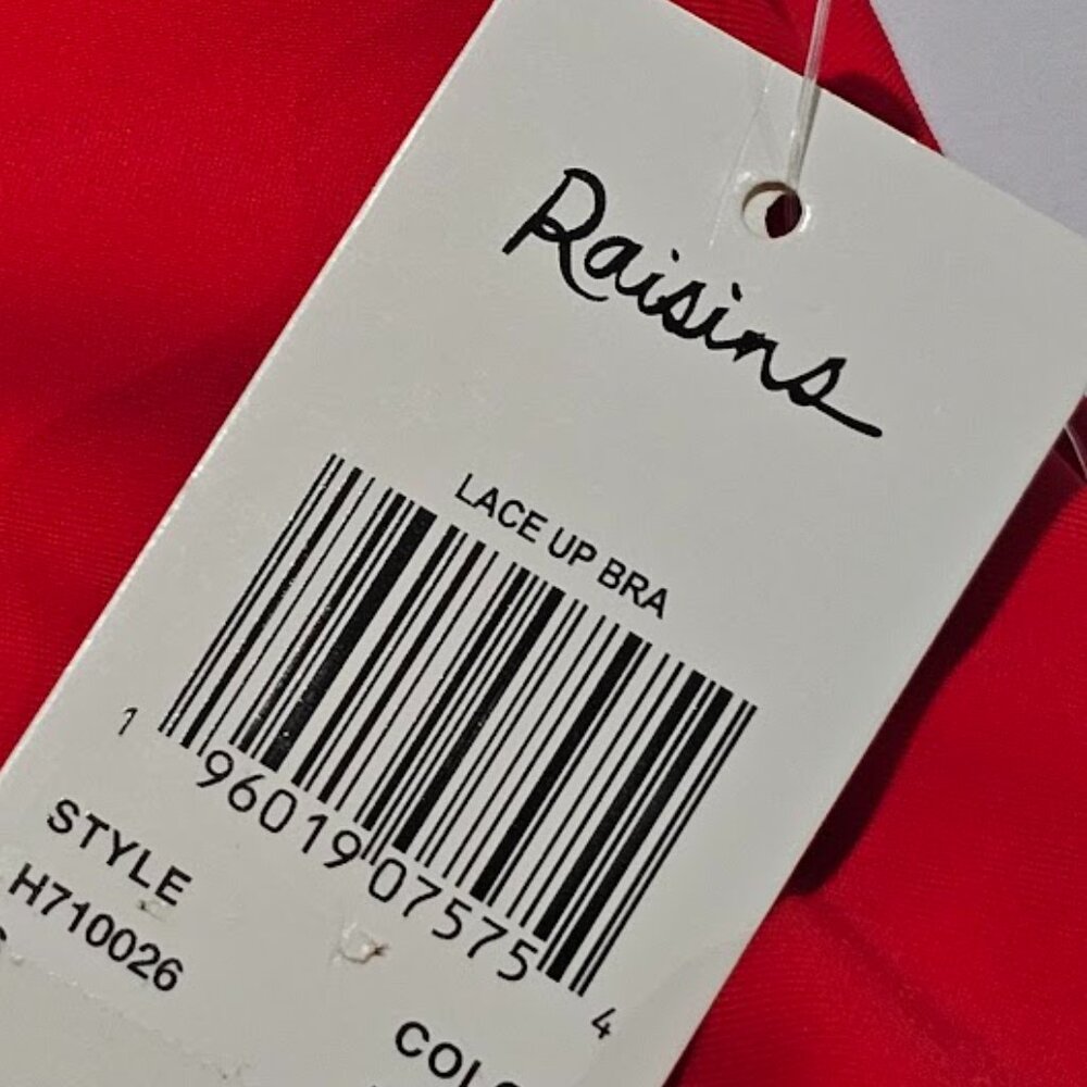 Raisins Lace up Bra Bikini Top  Bermuda Solids Poppy Red - Picture 6 of 8